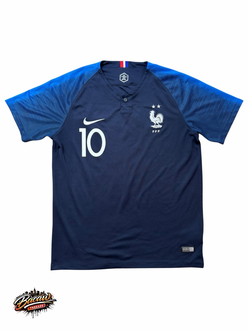 Kylian Mbappe France Soccer Jersey Mens  L Blue Nike 2018 Home FFF 10 World Cup